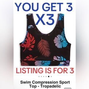 TomboyX 3pack Multicolor Leaf Print swim/compression top